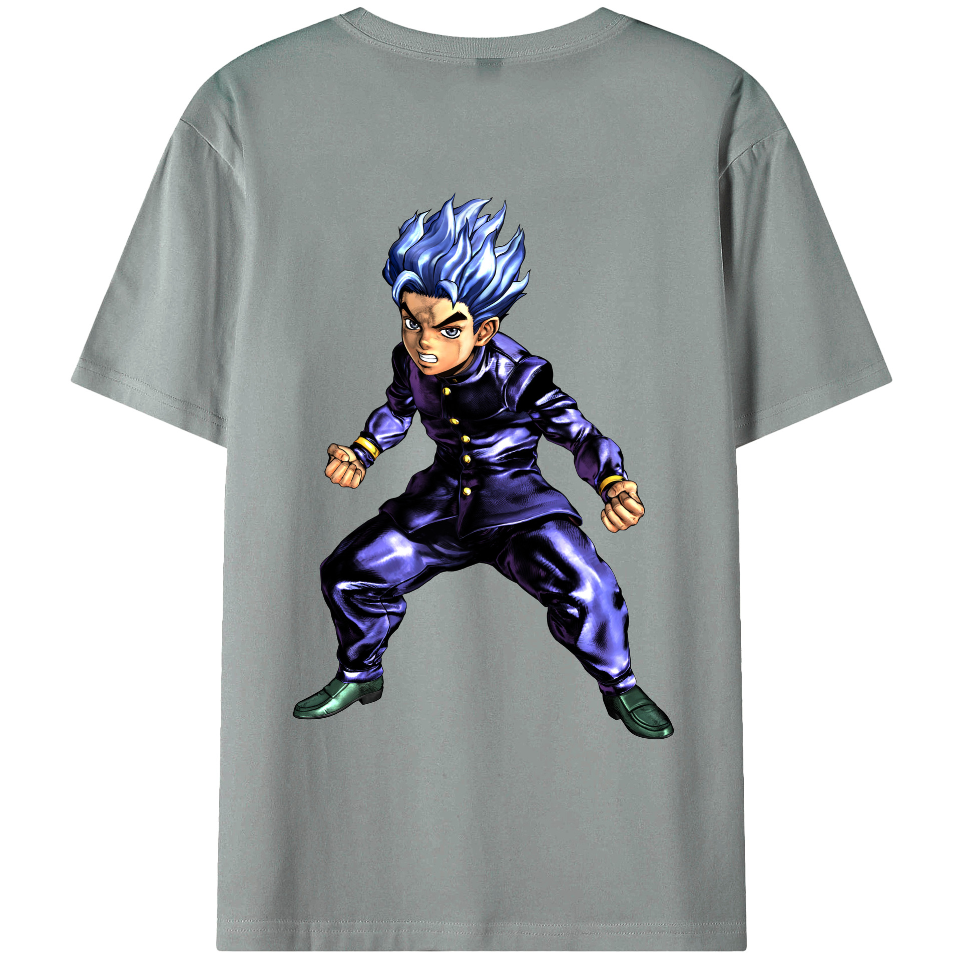（画像用） ジョジョの奇妙な冒険 広瀨康一 JoJo's Bizarre Adventure Hirose Koichi 綿100％ メンズ半袖Tシャツ（バックプリント） 通気性